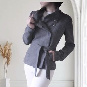 NWOT H & M gray wool belted jacket size 16